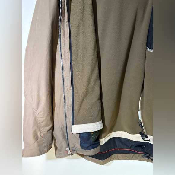 Timberland 2 Layer Winter Coat Olive Brown Sz  L  Zip out Liner Orange Accents - Picture 6 of 11